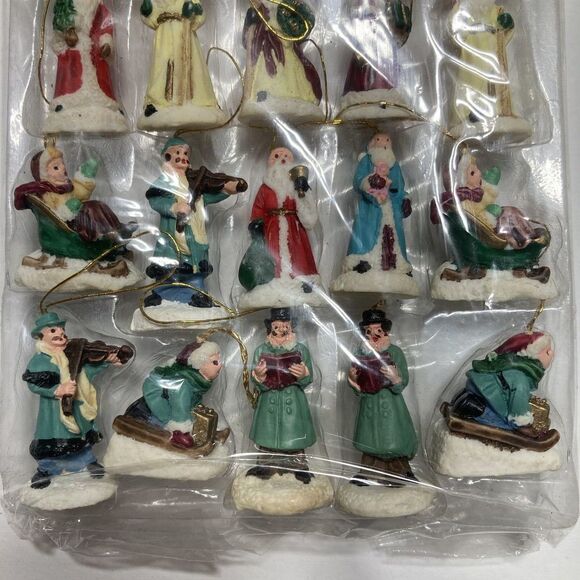Victorian Christmas Ornaments Miniature‎ Set of 20 Polystone Vintage Giftco Vtg - Picture 6 of 12